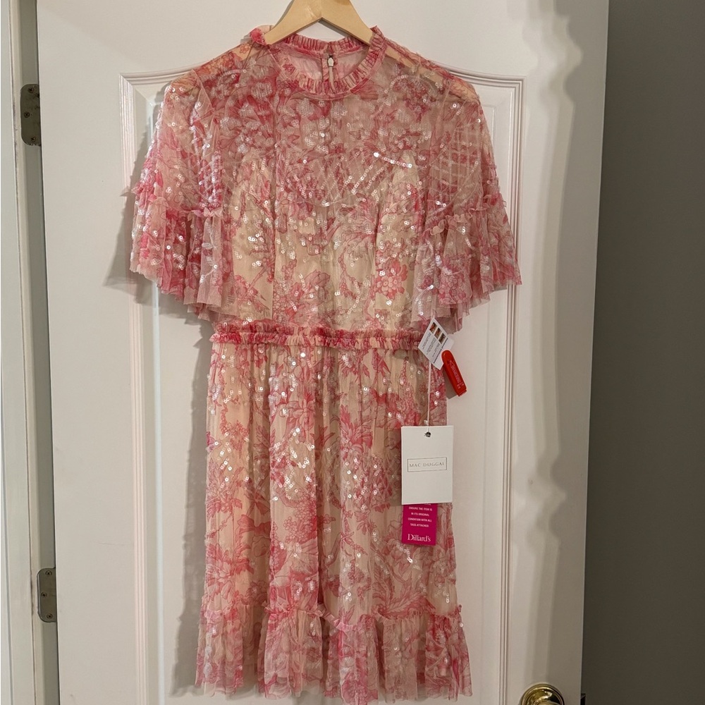 Mac Duggal Pink and Cream Formal Ladies Dress